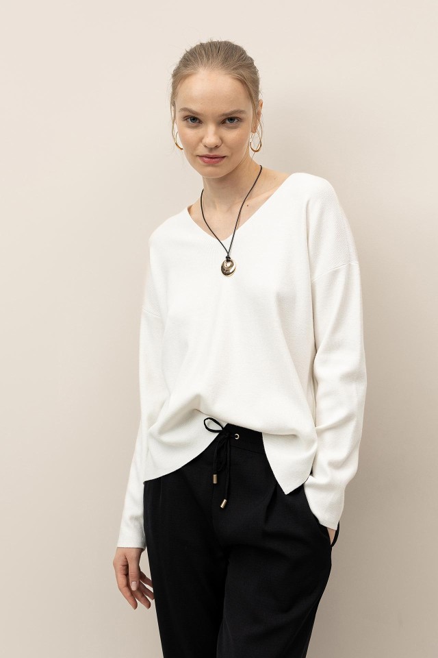 Relaxed Sweater with V-Neck Relaxed Sweater with V-Neck