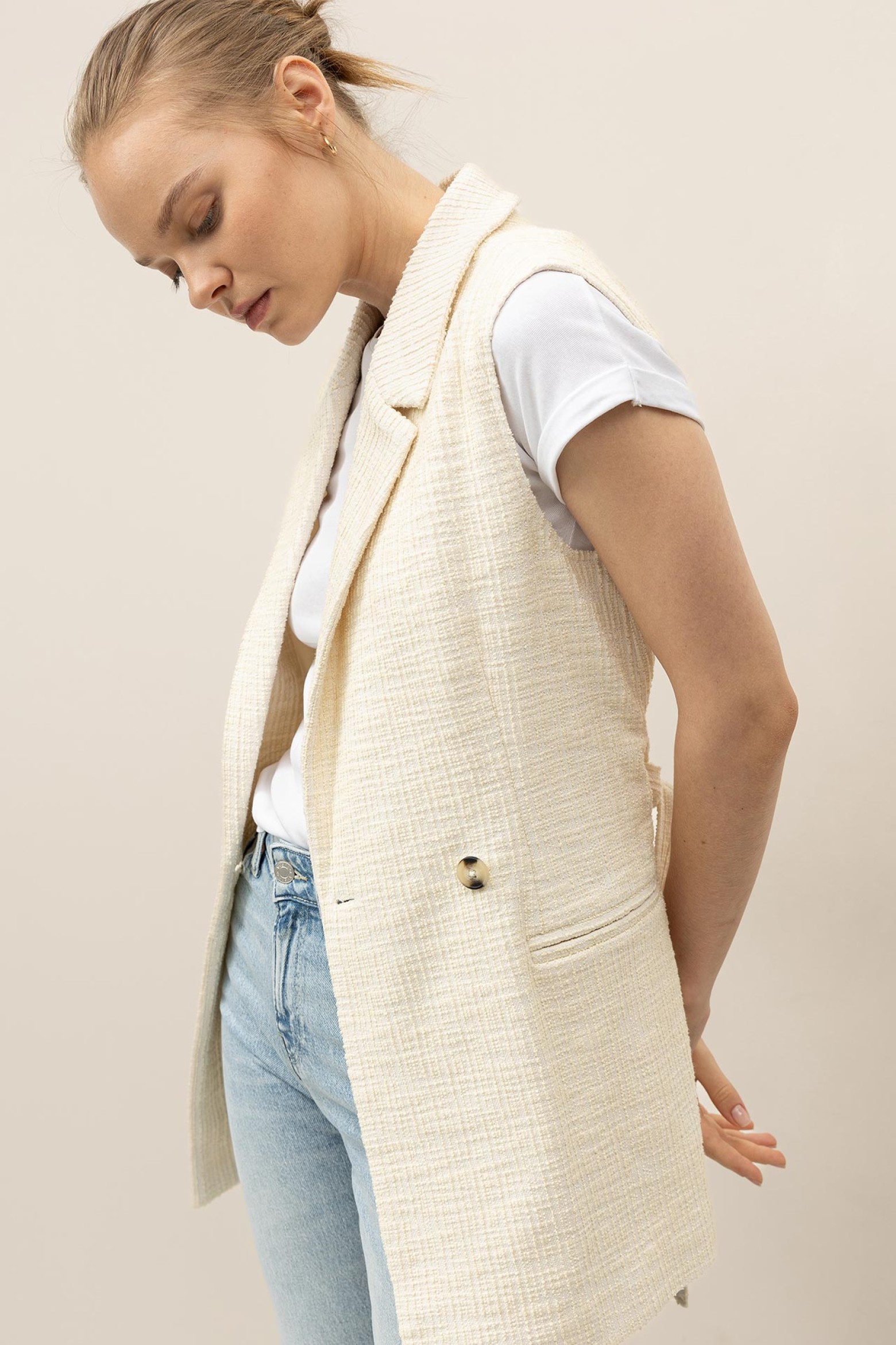 Embroidered Vest with Belt