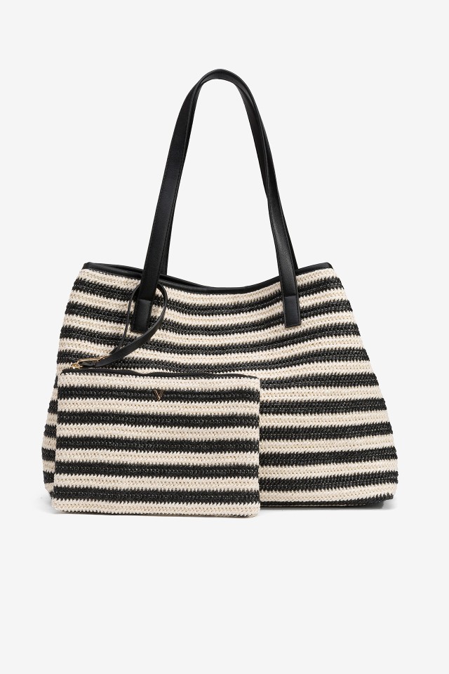 Mala Shopper Efeito Palha Bicolor