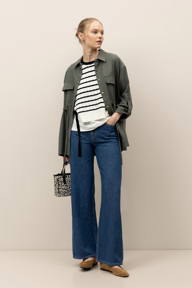 Wide Leg Jeans with Drawstring