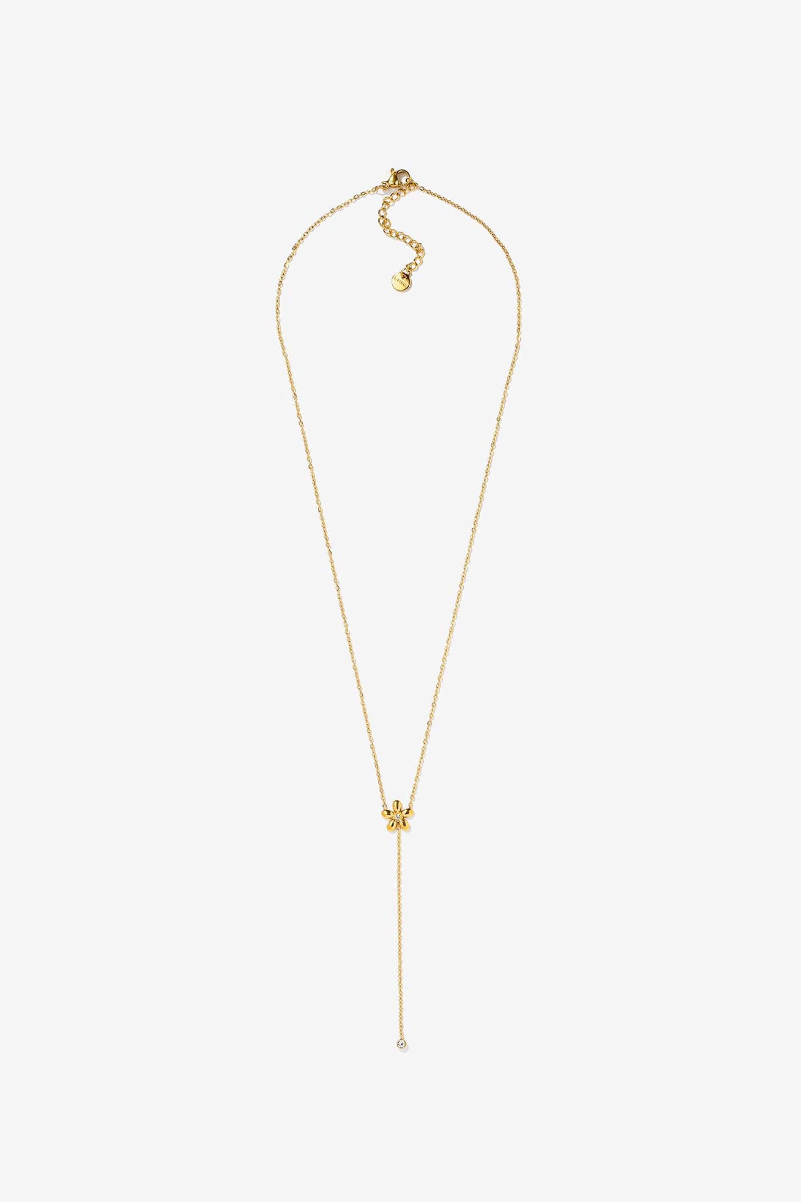 Stainless Steel Necklace with Floral Pendant