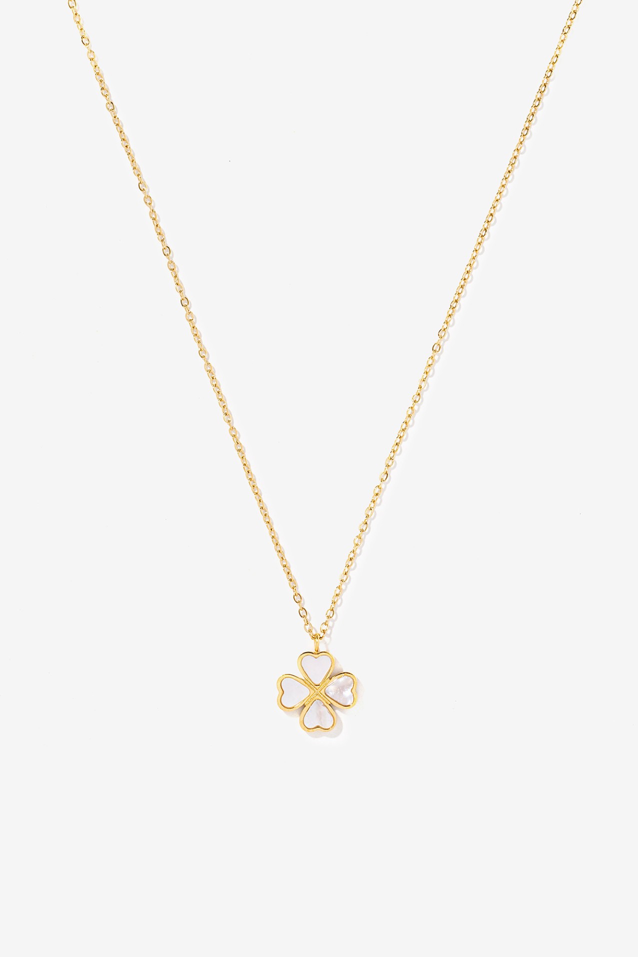 Colar Ao Inoxidvel Trevo Madreprola