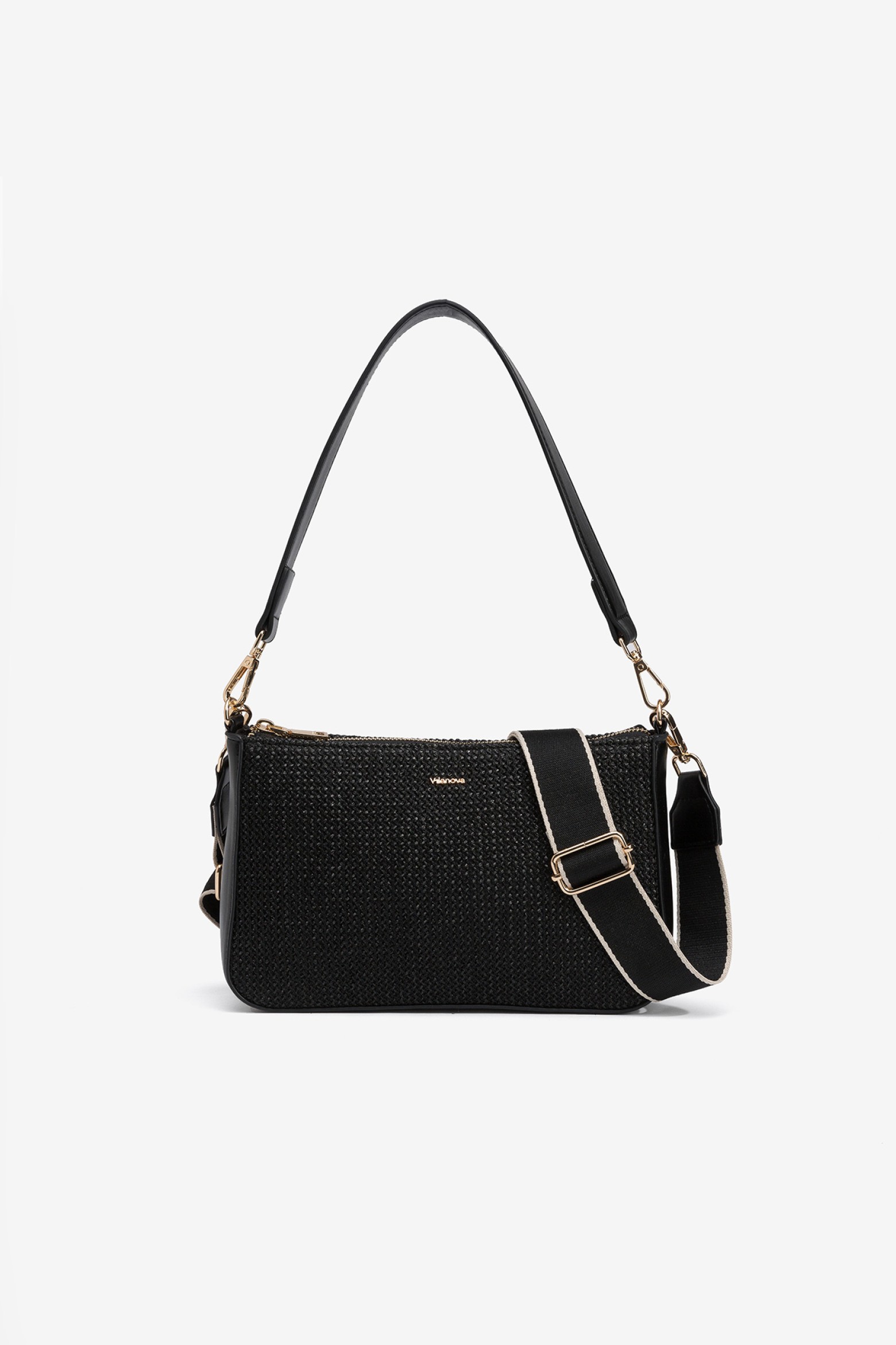 Crossbody Bag with Straw Effect