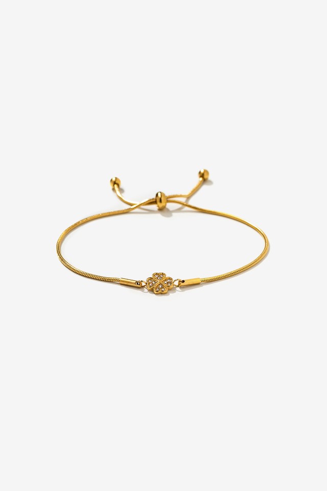 Pulseira Ao Inoxidvel Trevo Brilhante