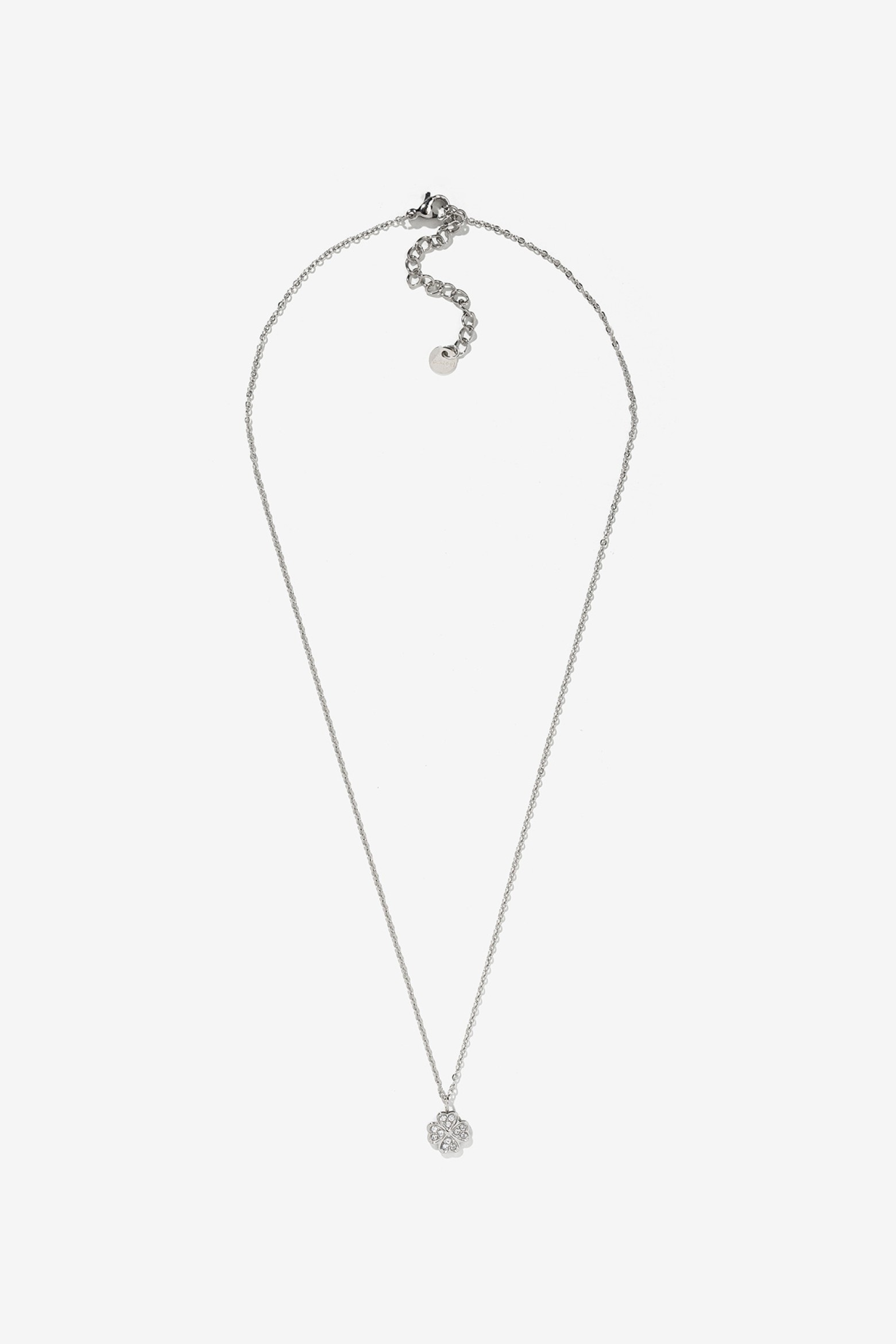 Stainless Steel Necklace with Shiny Clover
