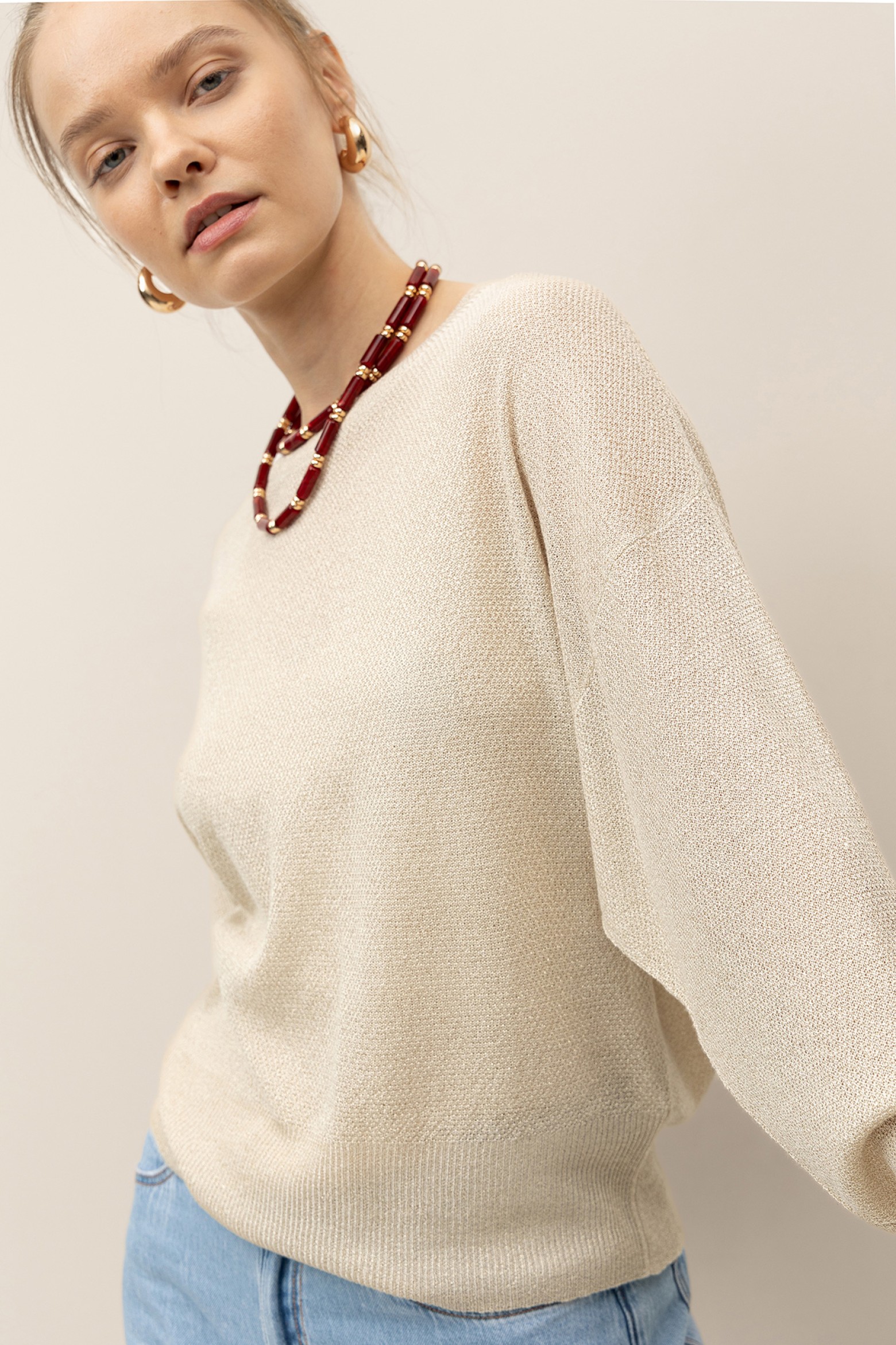 Camisola Relaxed Tricotado Brilhante