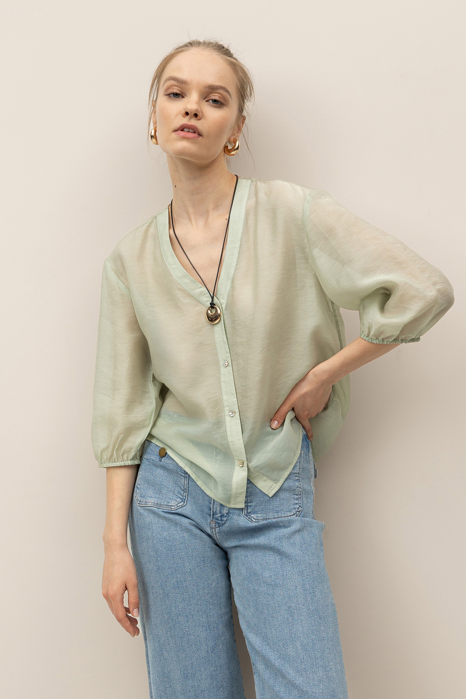 Camisa Relaxed Semitransparente