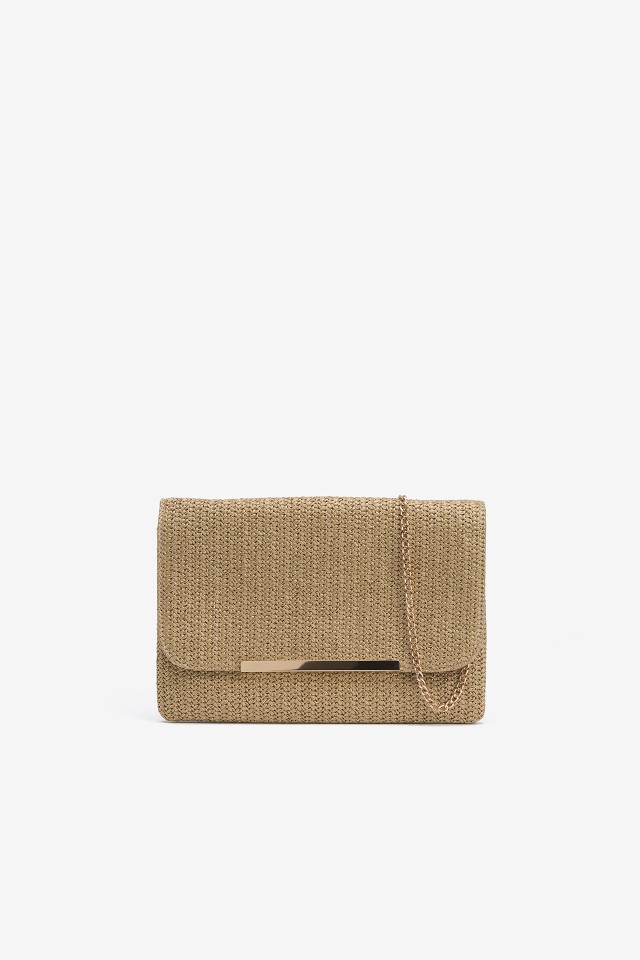 Clutch Efeito Palha com Pala