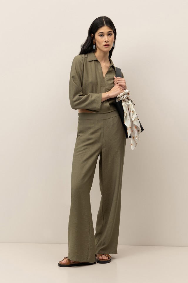Pantalones Wide-Leg Texturizados