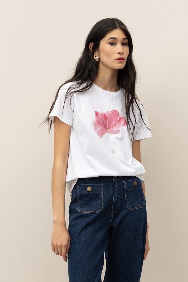 Metallic Floral Printed T-Shirt