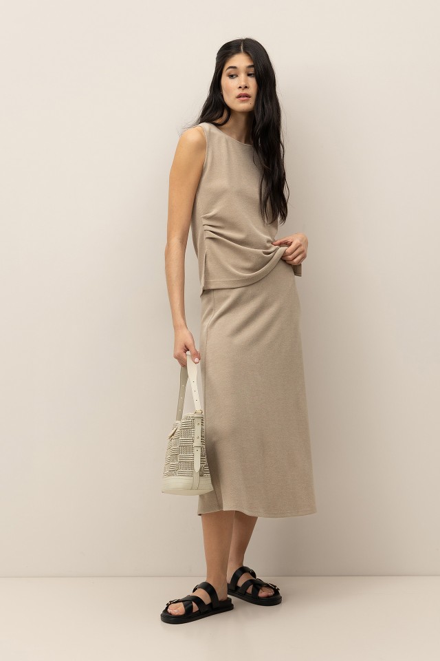 Falda Midi de Punto Piquet