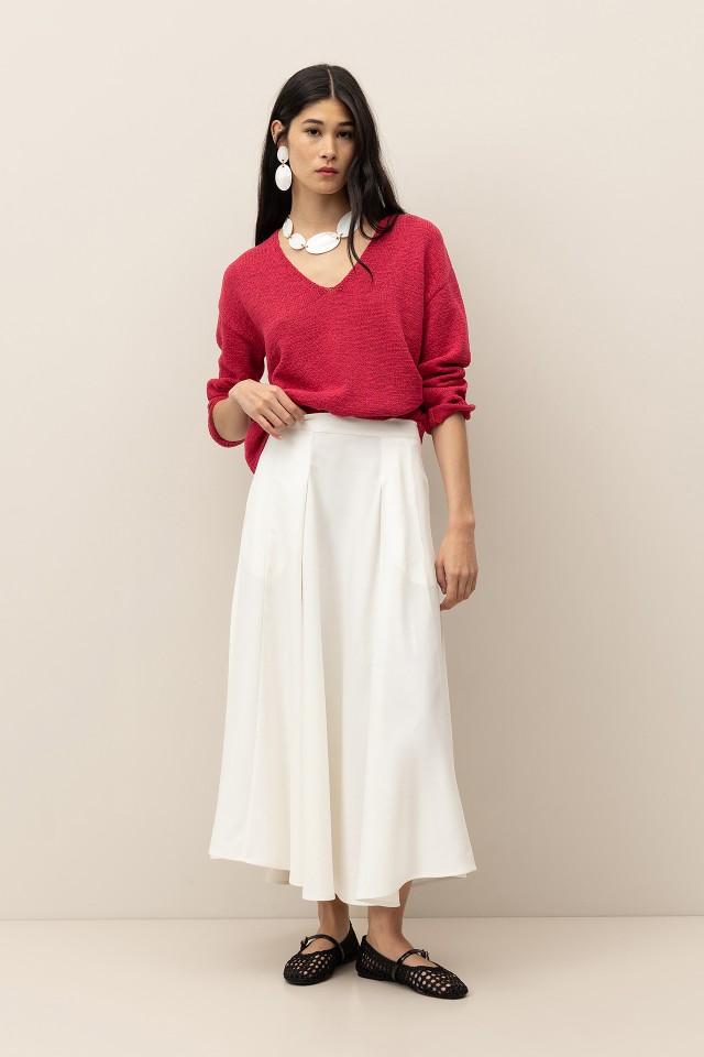 Falda Midi con Pliegues