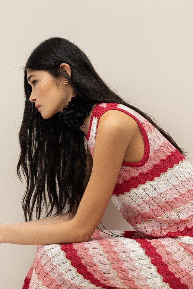Vestido Midi de Punto Zigzag
