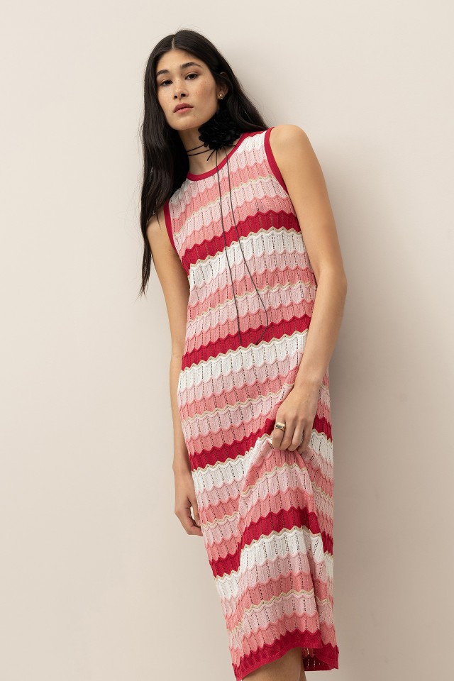 Vestido Midi de Punto Zigzag