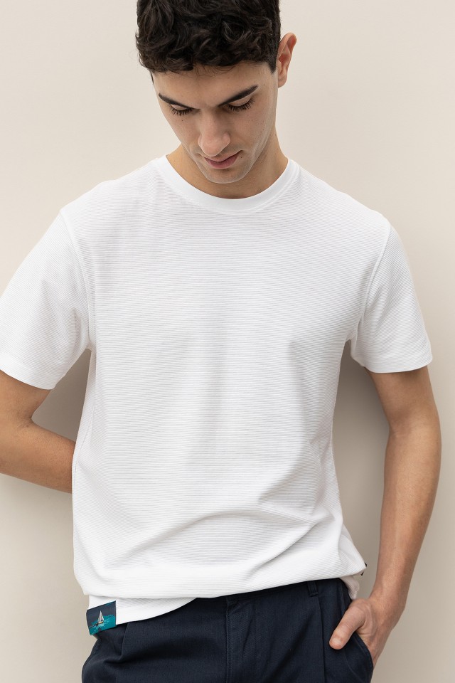 Ribbed T-shirt with Embroidered Patch