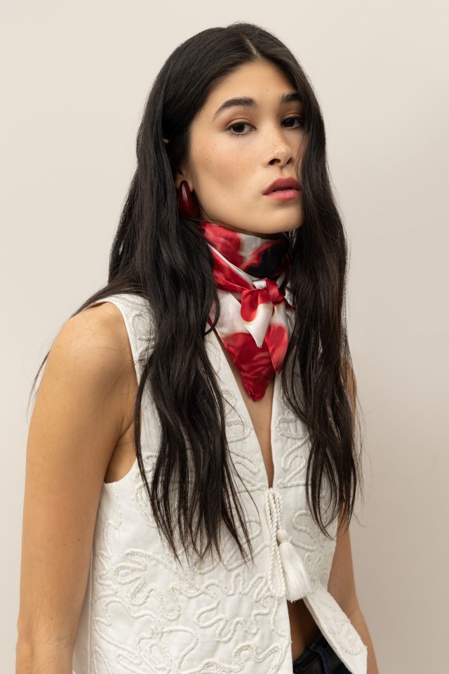 Pauelo Satinado Estampado Floral