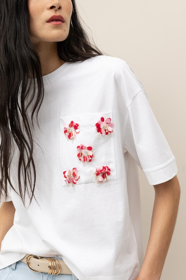 Camiseta Relaxed con Lentejuelas