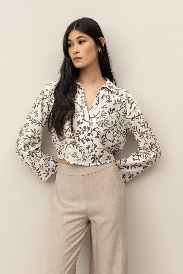 Cropped Top with Ruched Hem
