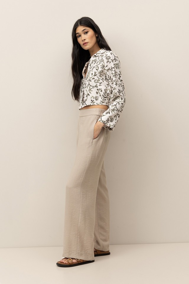 Textured Wide-Leg Trousers