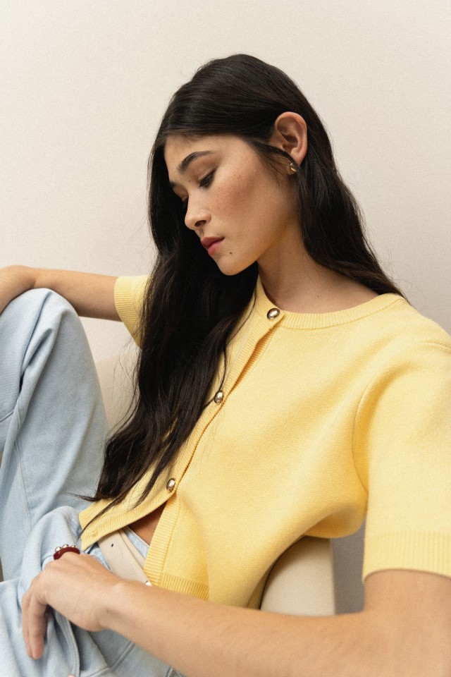 Cardigan Tricotado com Manga Curta