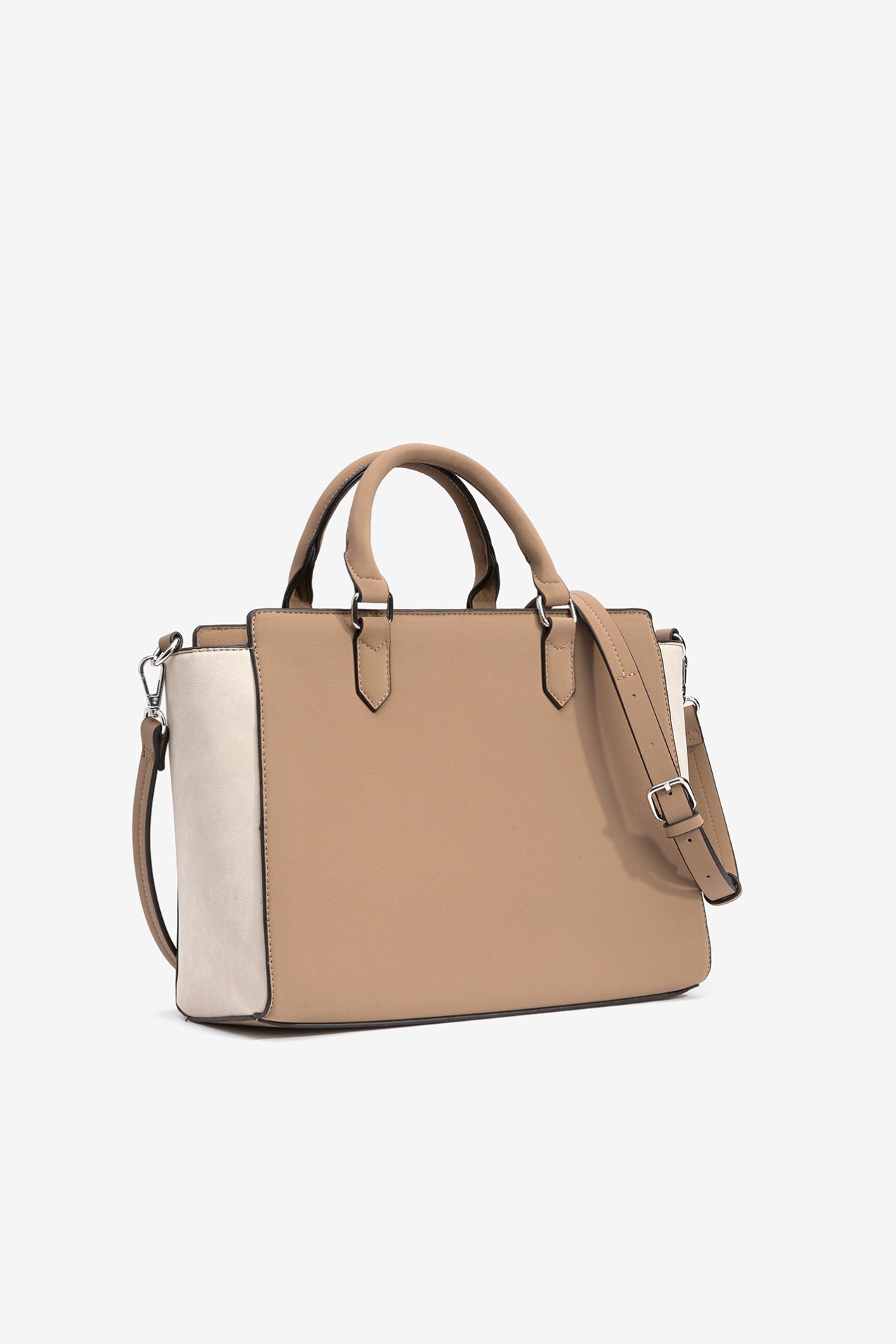 Two-Tone Suede-Effect City Bag