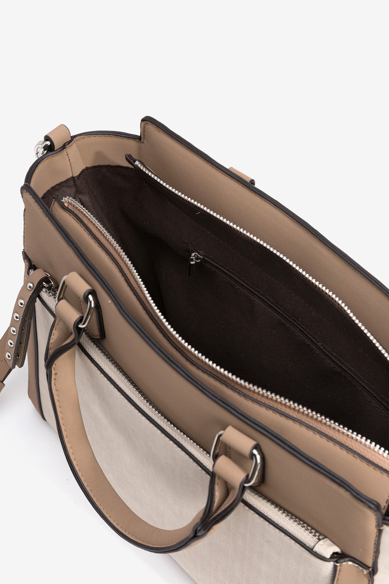 Two-Tone Suede-Effect City Bag