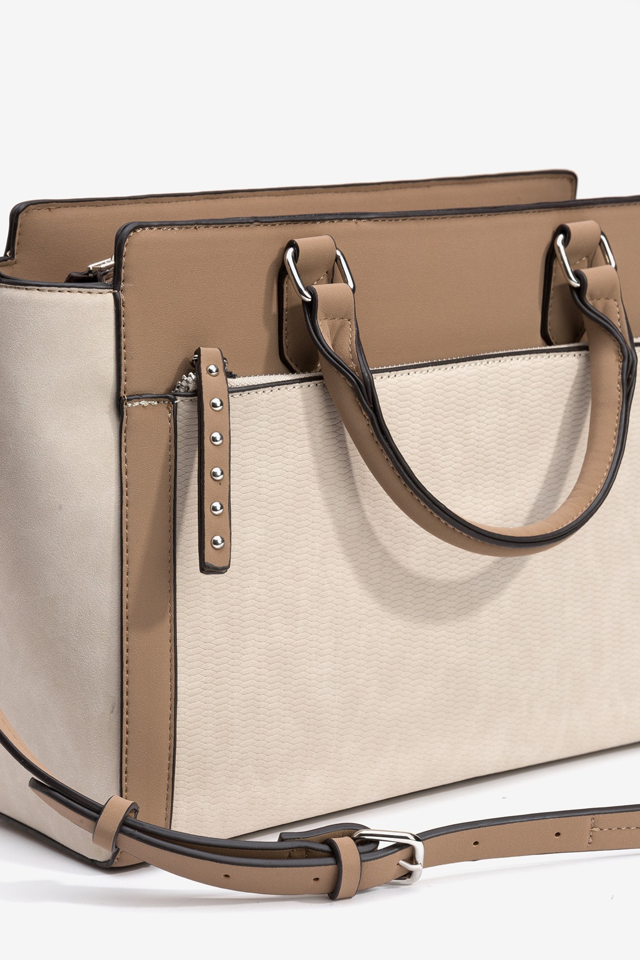 Two-Tone Suede-Effect City Bag