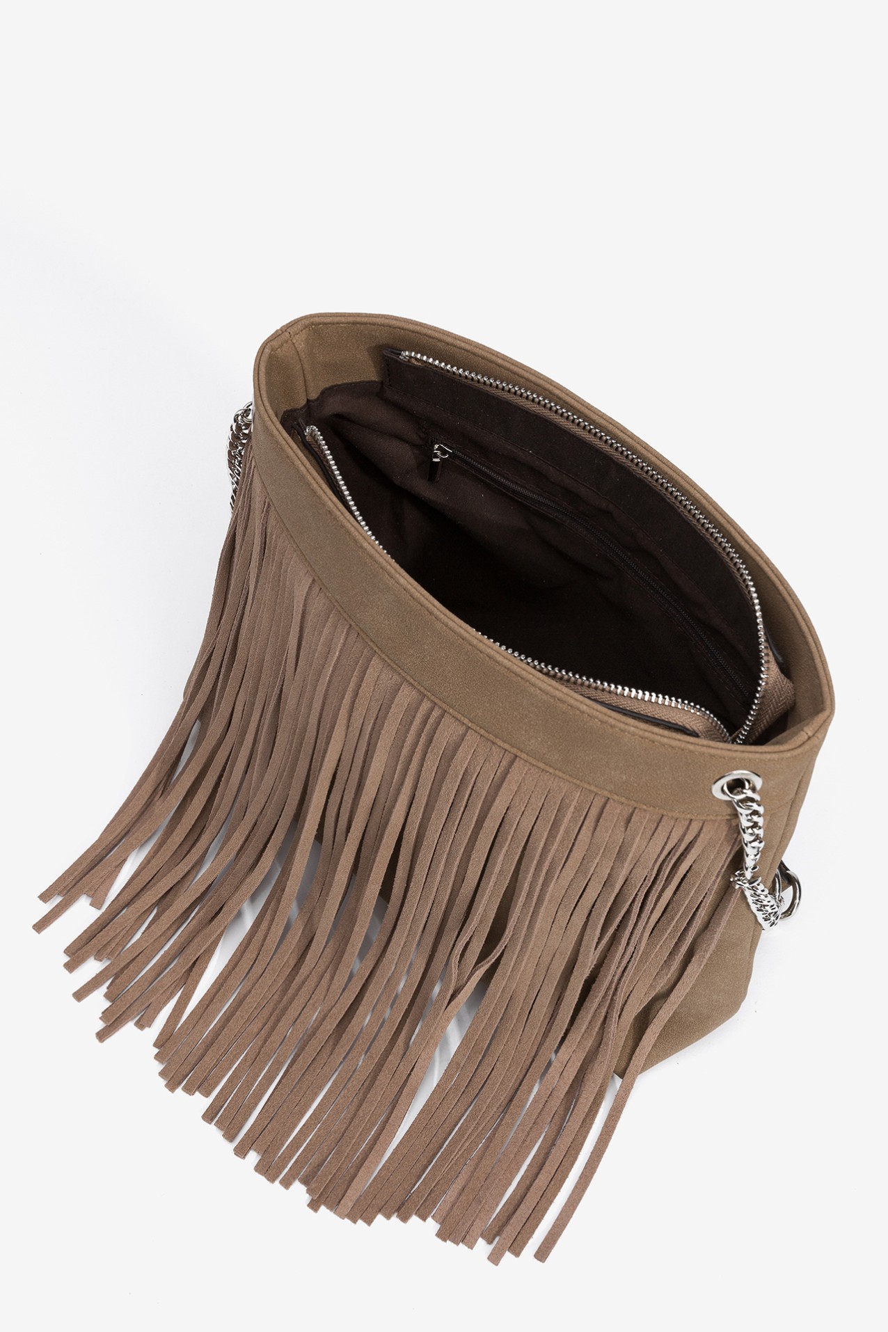 Bolso Shopper con Flecos de Gamuza