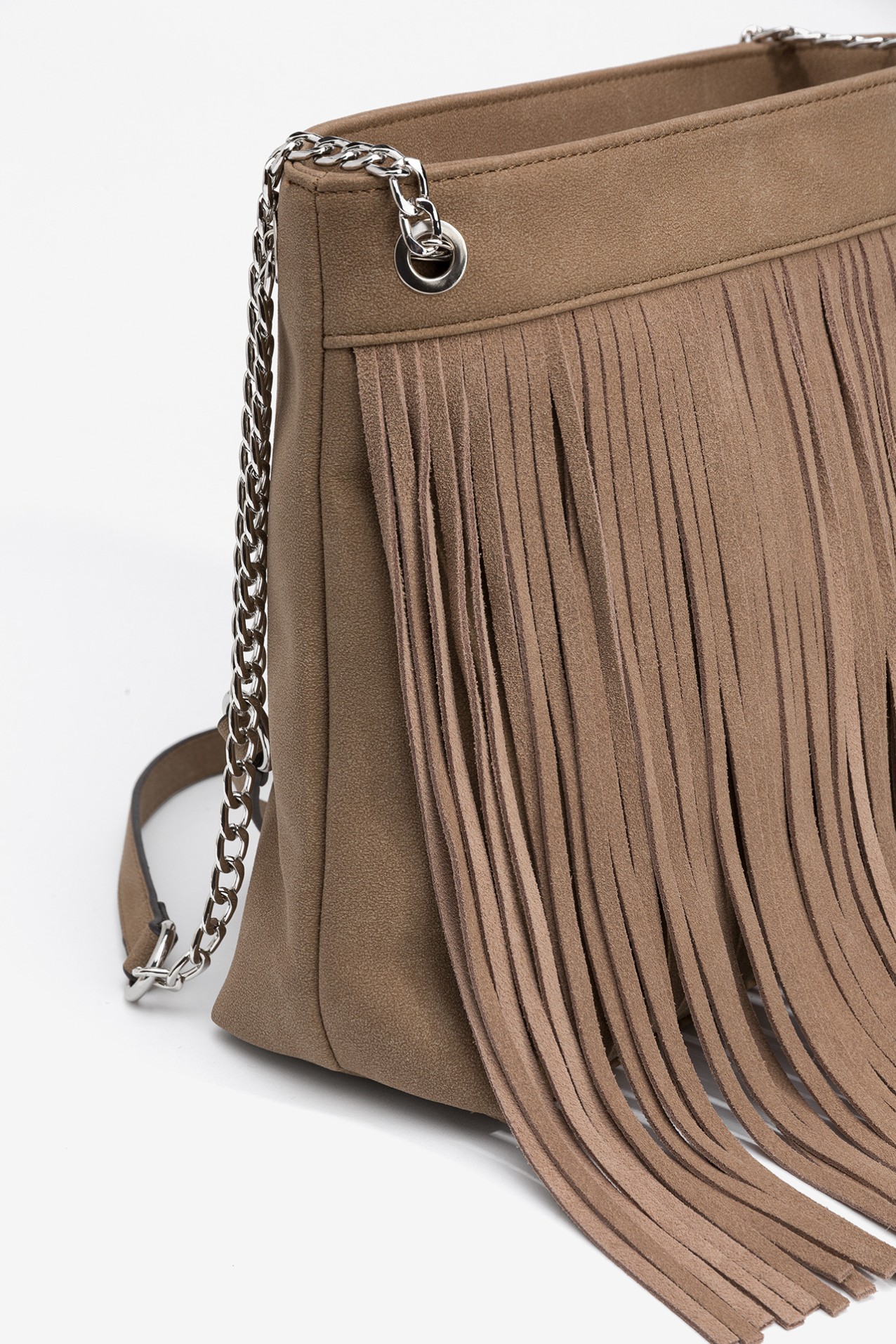 Bolso Shopper con Flecos de Gamuza