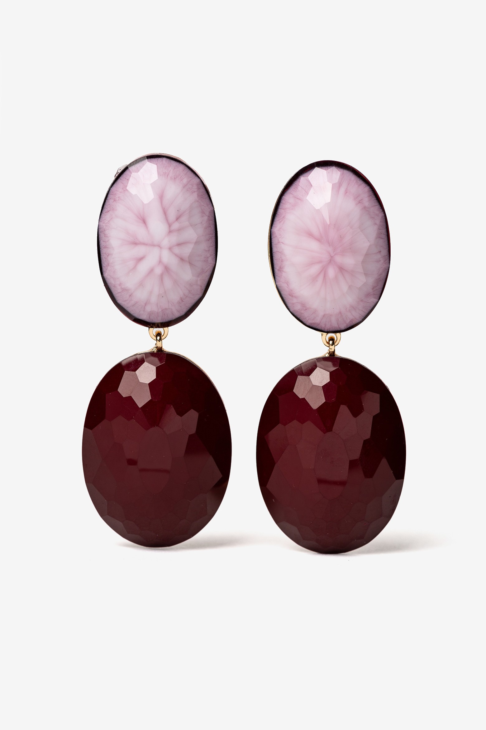 Bicolor Oval Drop Earrings