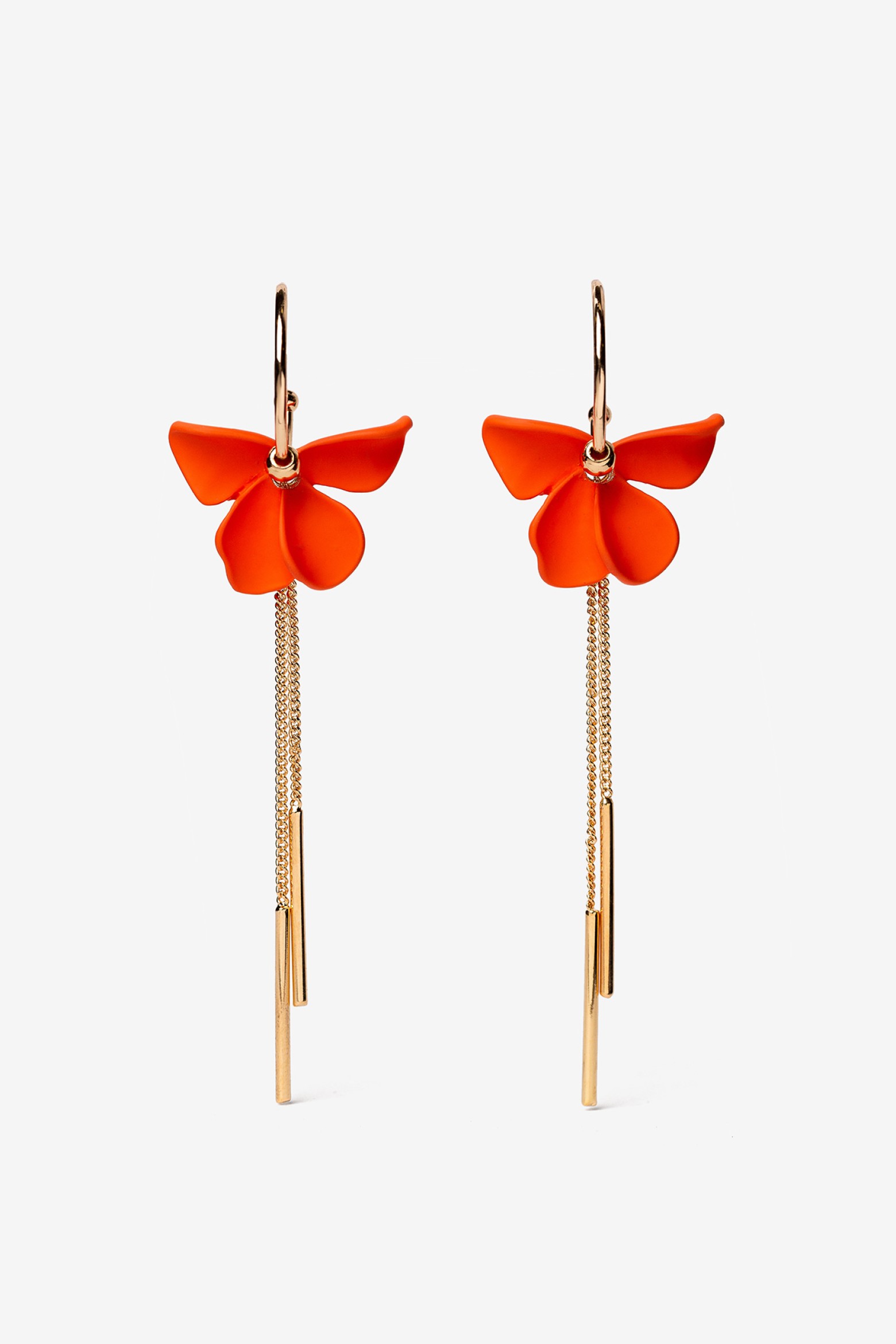 Flower Drop Hoop Earrings