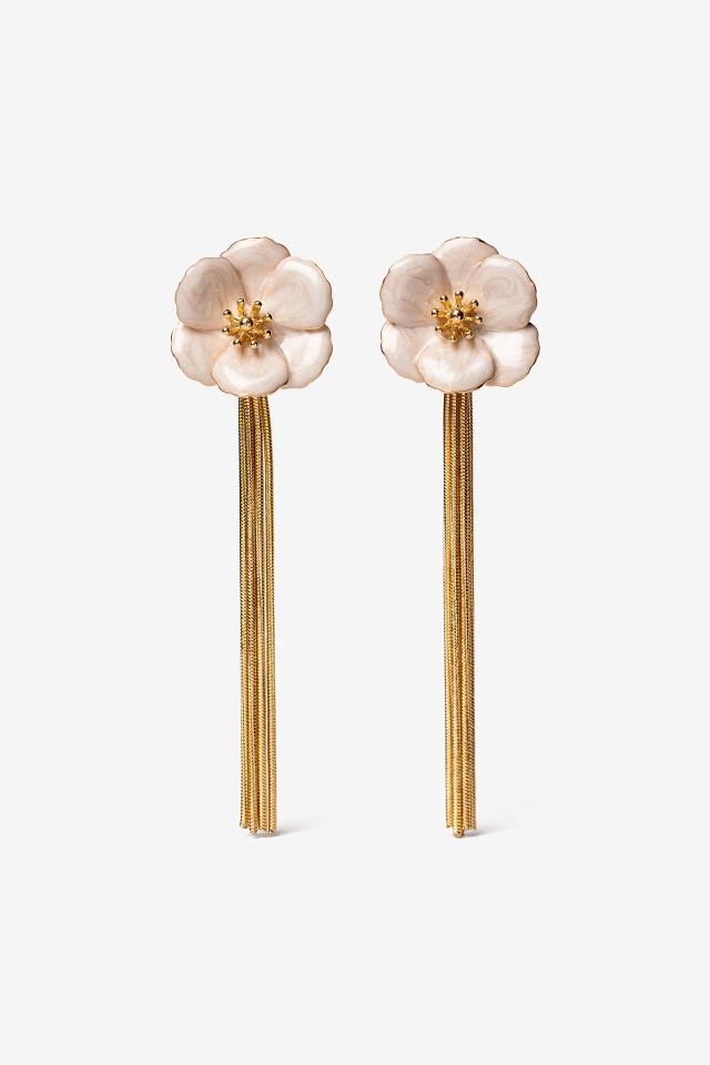 Pendientes Florales con Flecos Metlicos