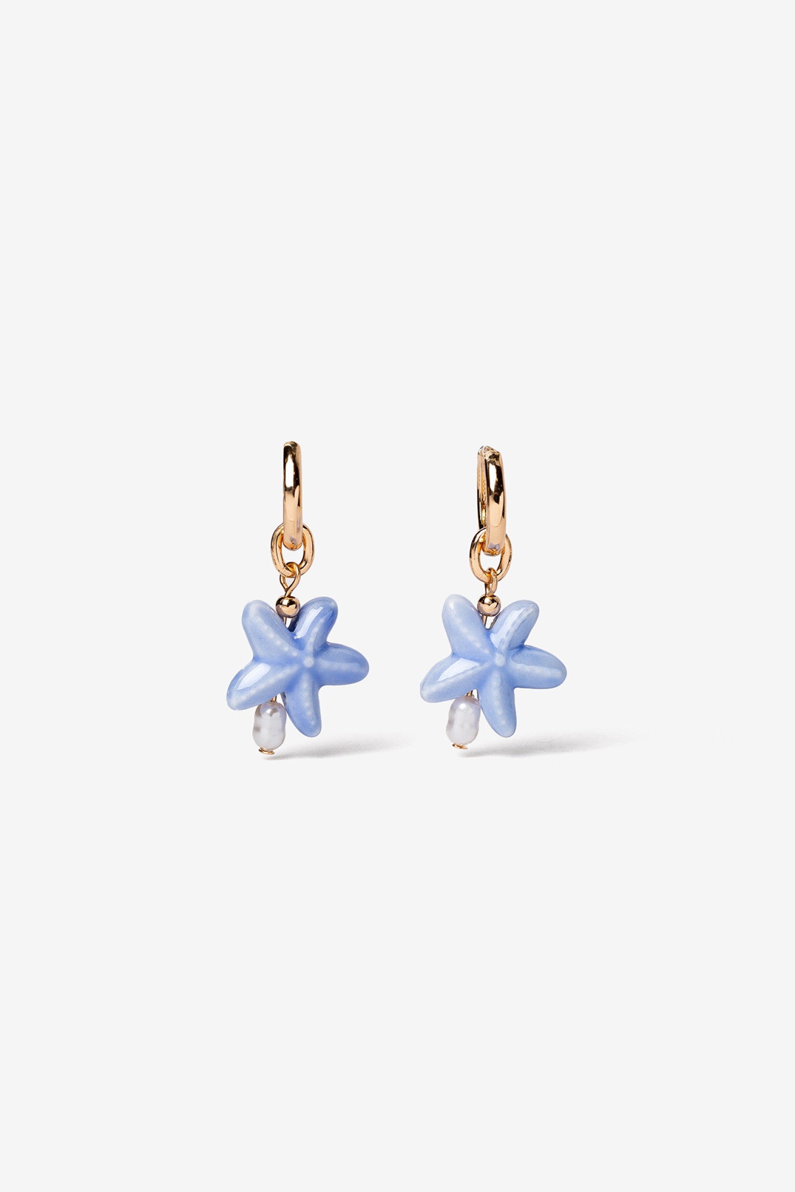 Starfish Drop Hoop Earrings