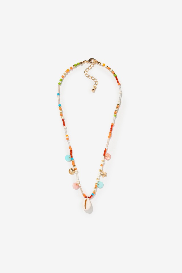 Beaded Necklace with Natural Shell