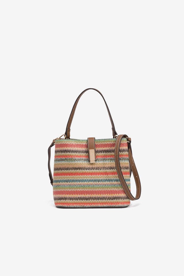 Mala Bucket Efeito Palha Colorida