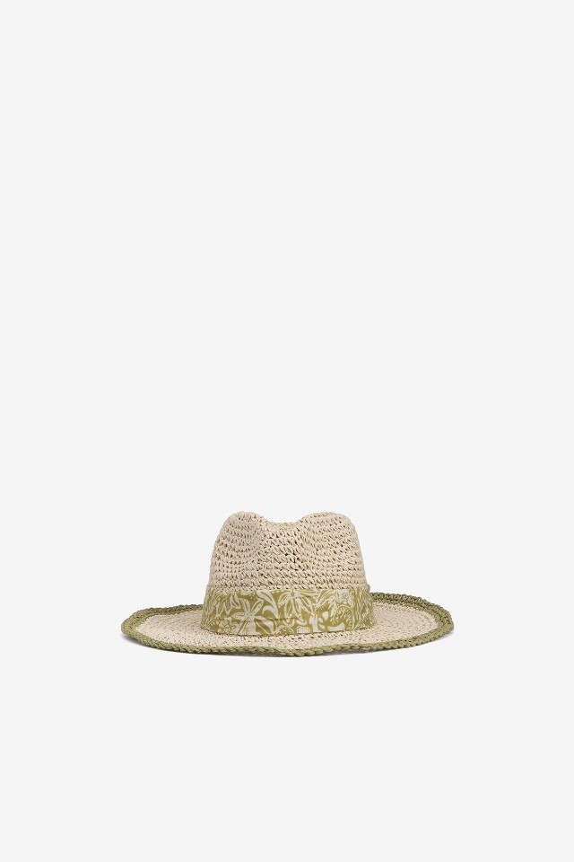 Wide-Brim Hat with Scarf