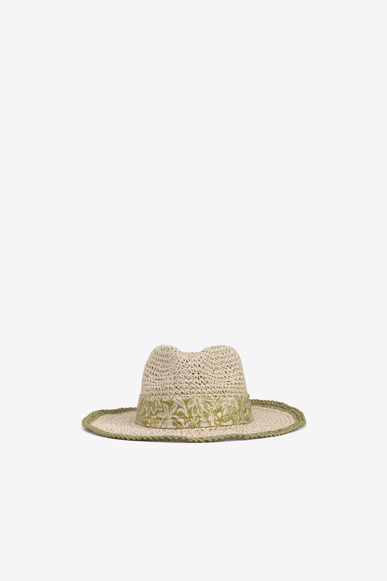 Wide-Brim Hat with Scarf