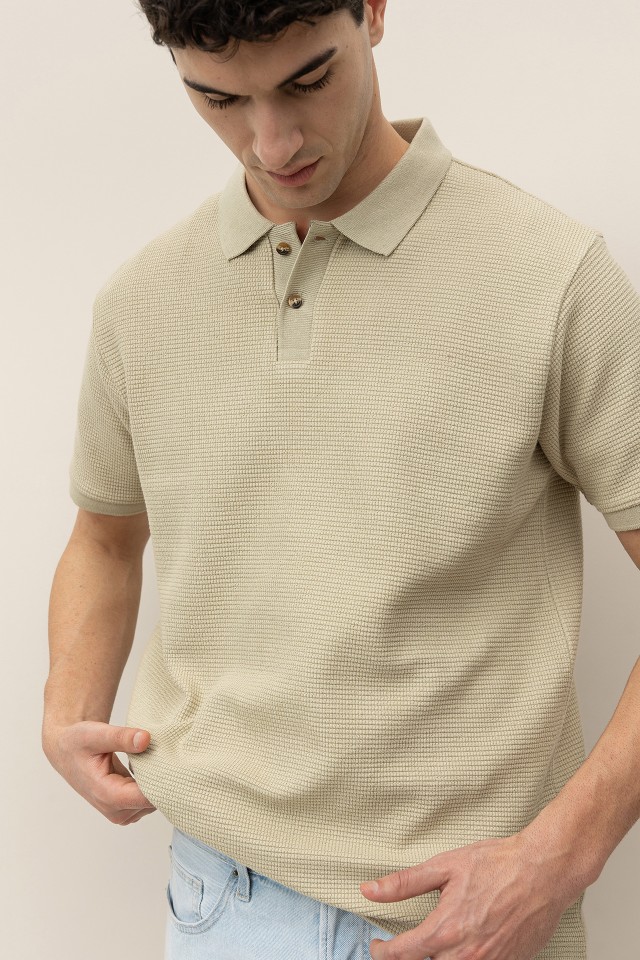 Polo Regular Fit Texturizada