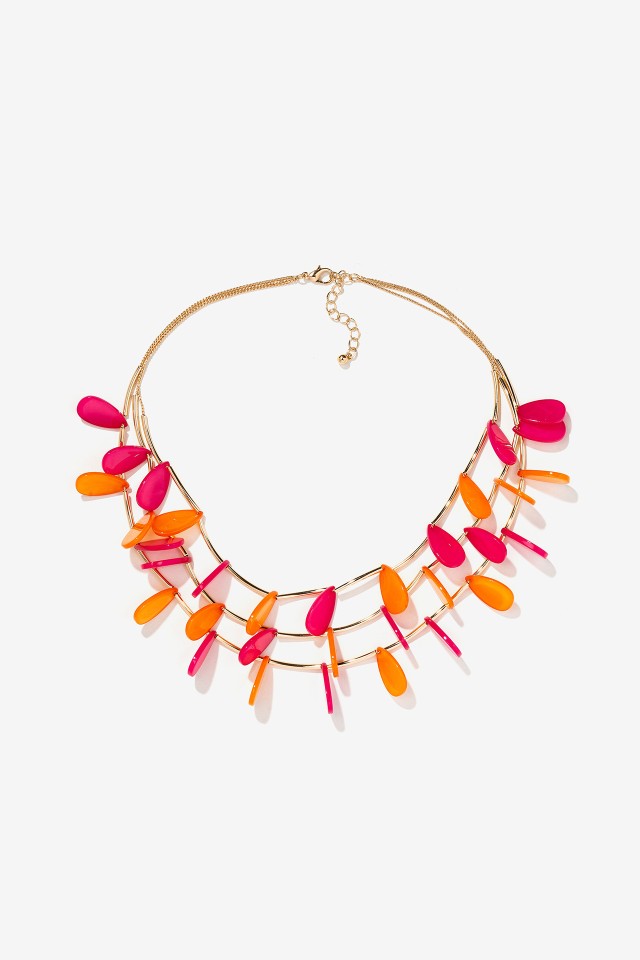 Triple Necklace with Bicolor Pendants