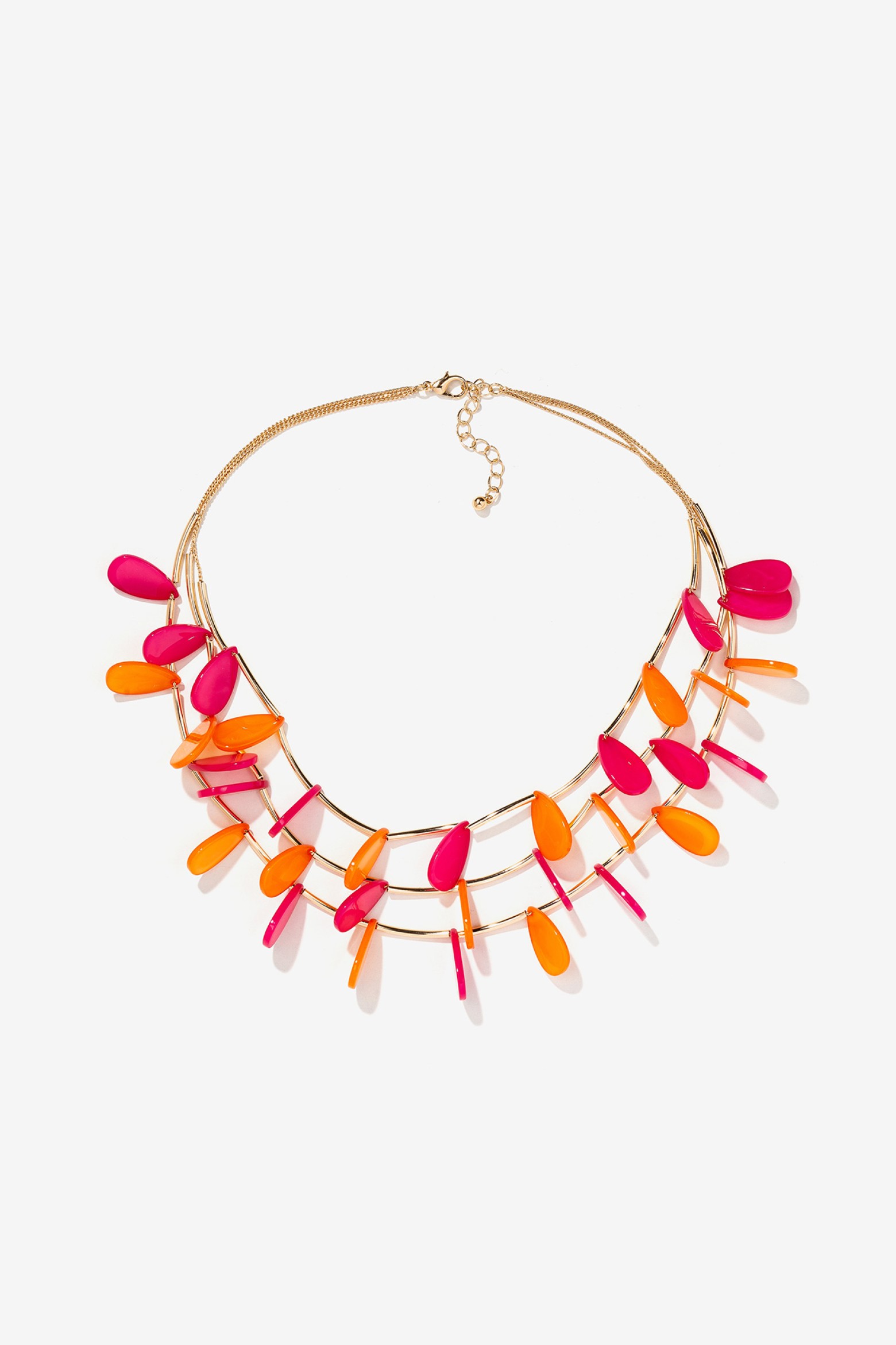 Triple Necklace with Bicolor Pendants
