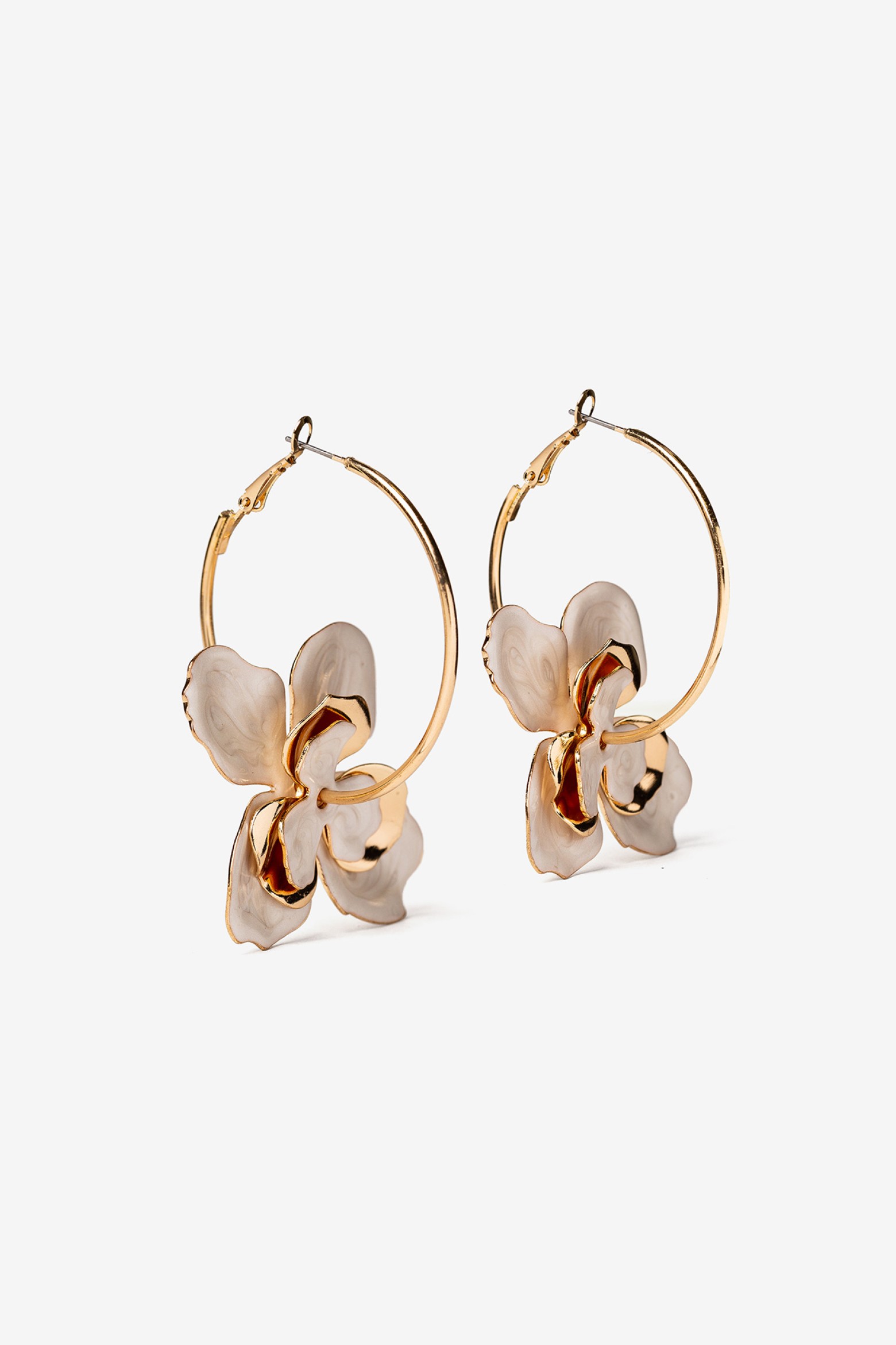 Hoop Earrings with Enamel Flowers