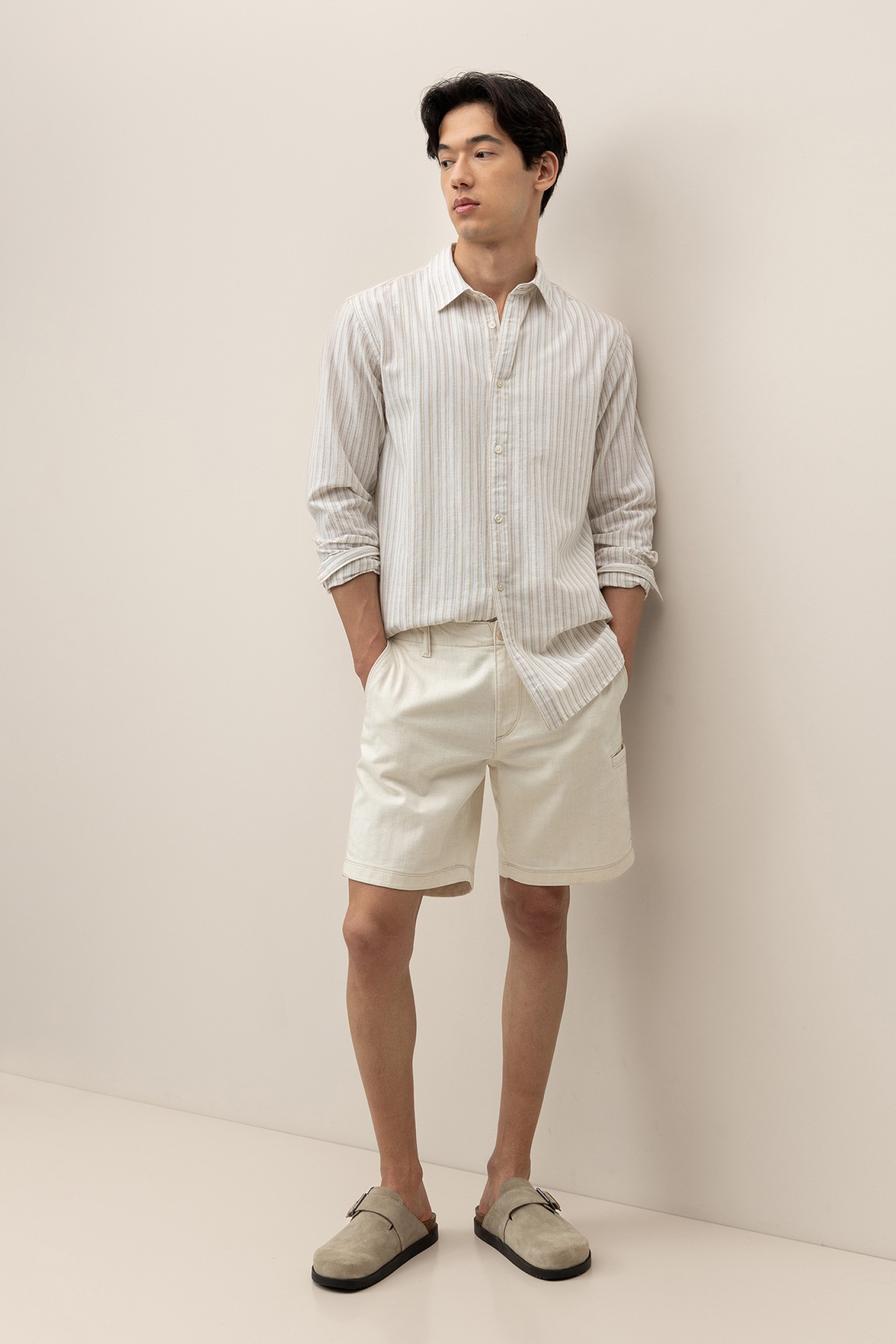 Regular Fit Twill Striped Shorts
