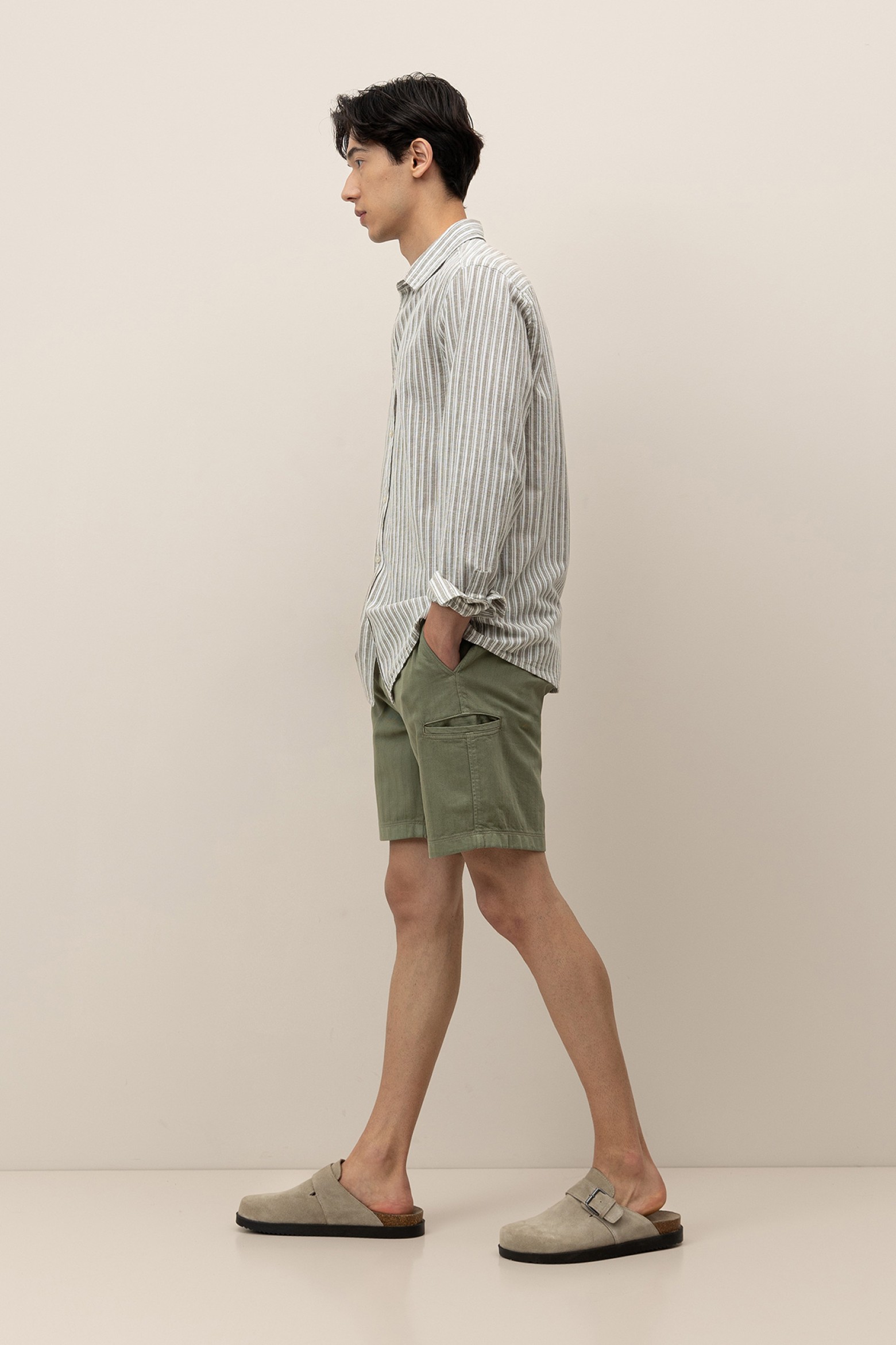 Regular Fit Twill Striped Shorts