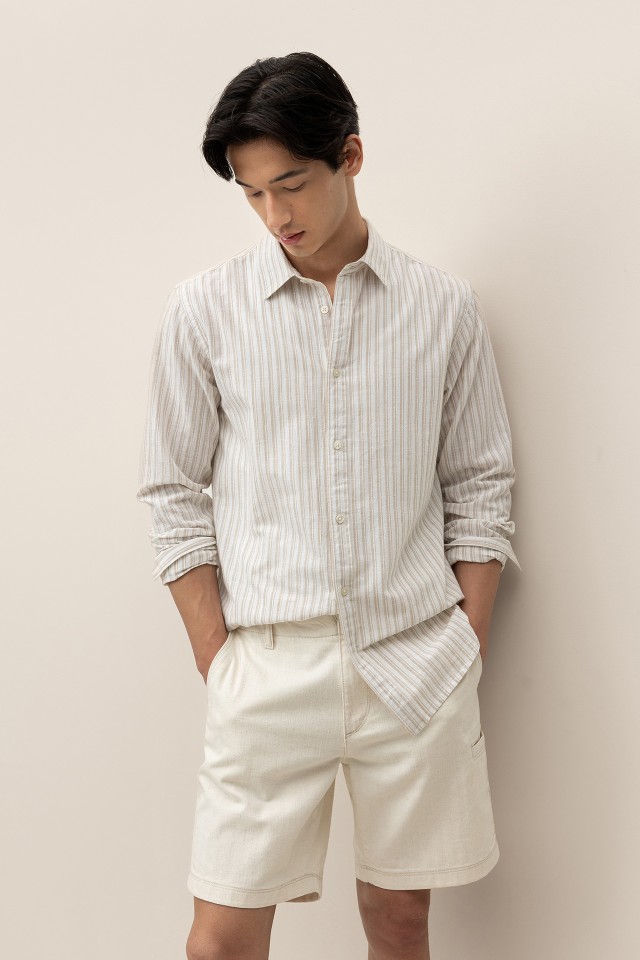 Camisa de Riscas com Linho