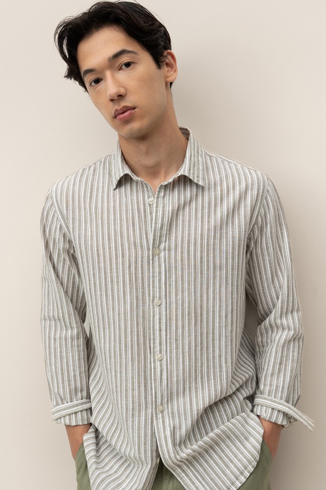 Camisa de Riscas com Linho