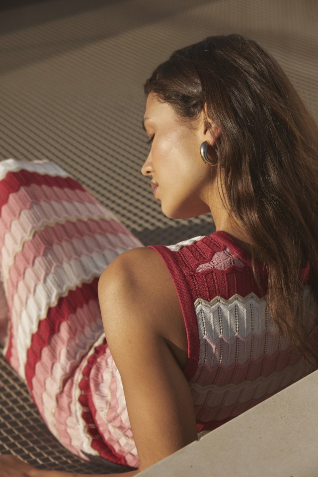 Vestido Midi Tricotado Zigue-Zague