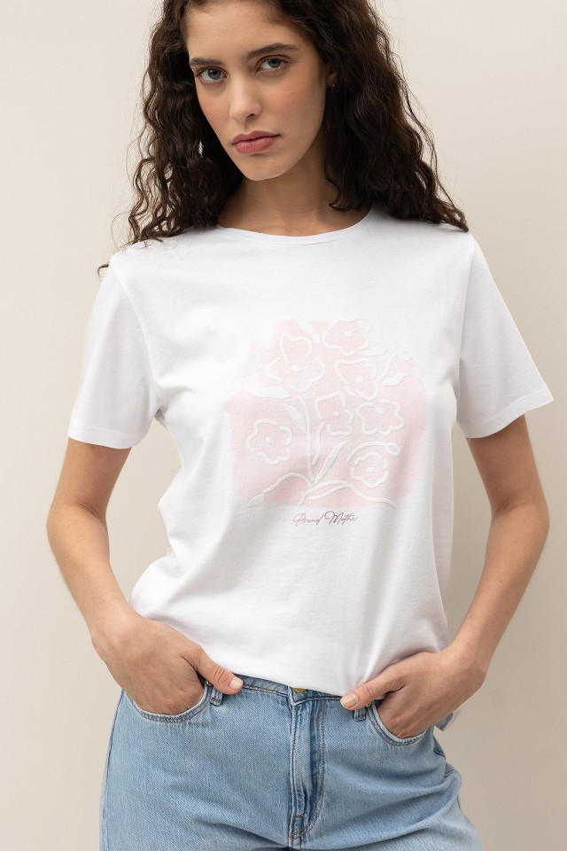 T-Shirt with Floral Relief