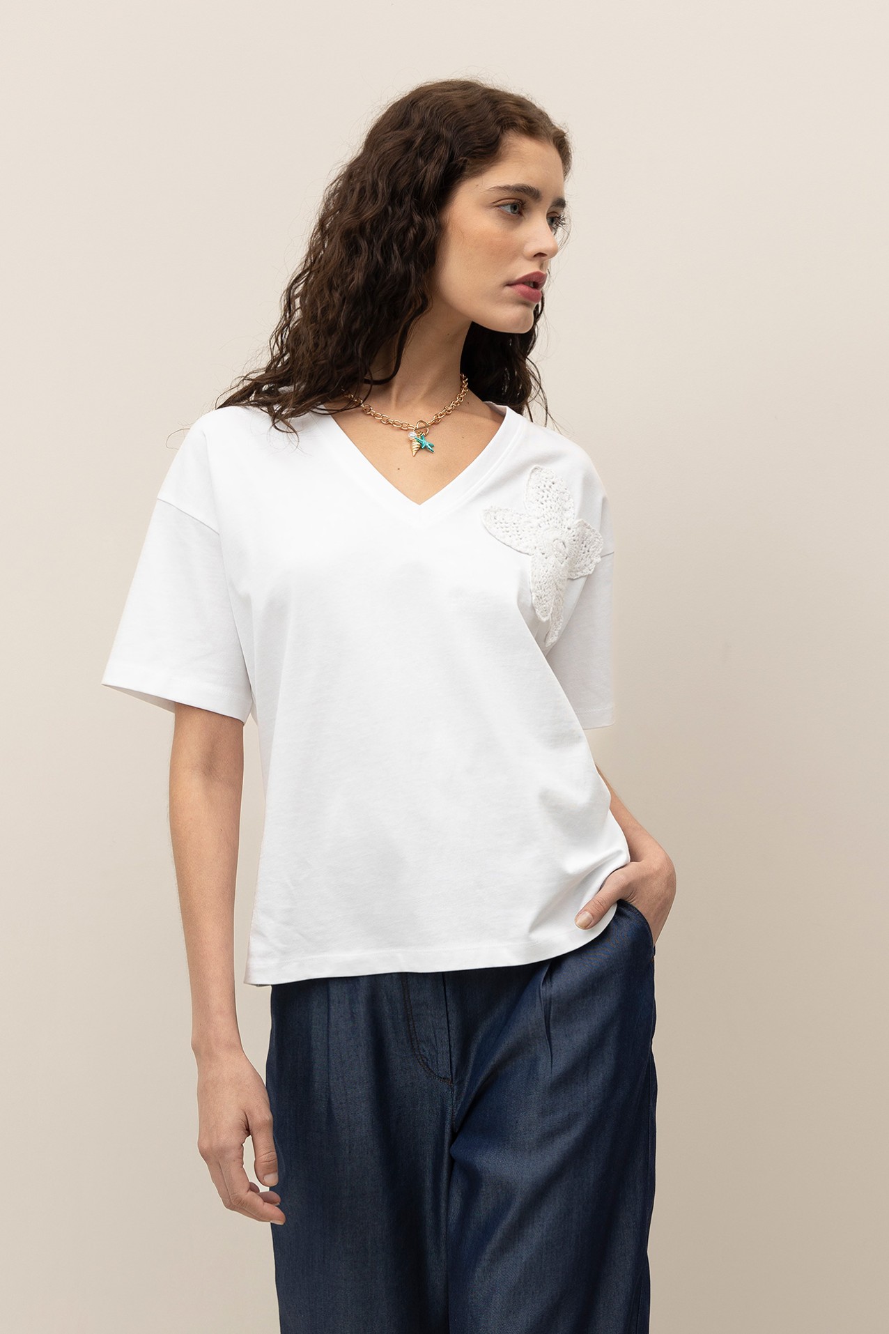 T-Shirt Relaxed Crochet Floral