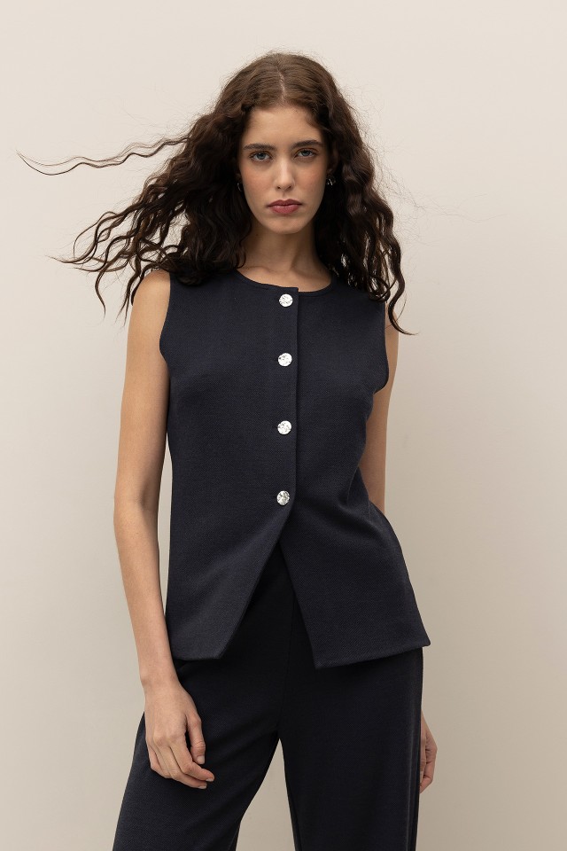 Piqu Knit Vest Top