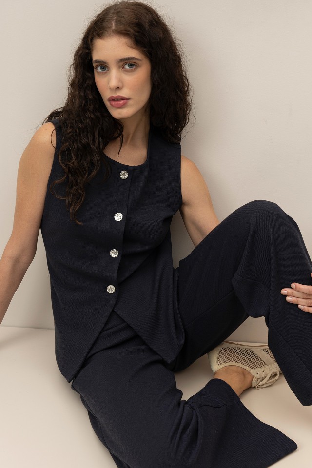 Cala Wide Leg de Malha Piquet